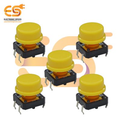 12x12x7.3mm Tactile Push Button Switch with Yellow Round Cap (5pcs each)